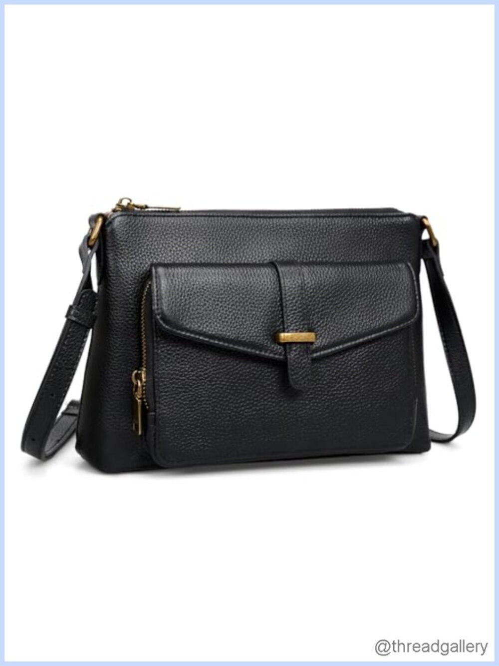 Genuine Leather Crossbody Bag Built In RFID Wallet Adjustable Strap